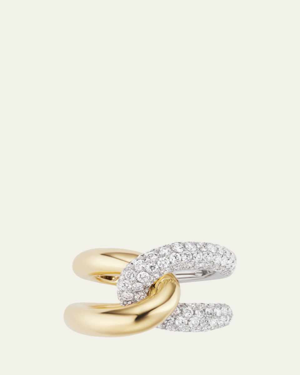 18K Yellow Gold Intertwin Diamond Statement Ring